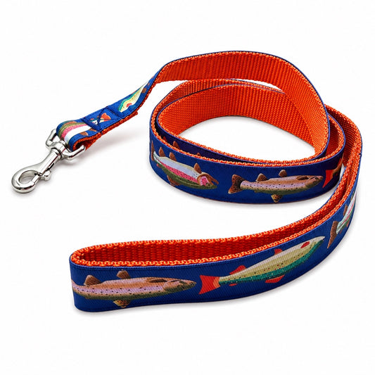 1” Ribbon Dog Leash - Trout - 52"