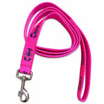 Handmade Ribbon Dog Leash - Navy Lobster On Pink - Pink Nylon - 2 Lengths Thumbnail