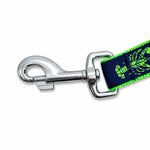 Handmade Ribbon Dog Leash - Lime Lobster On Navy - Lime Nylon - 2 Lengths Thumbnail