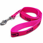 Handmade Ribbon Dog Leash - Navy Lobster On Pink - Pink Nylon - 2 Lengths Thumbnail