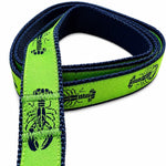 Handmade Ribbon Dog Leash - Navy Lobster On Lime Green - Navy Nylon - 2 Lengths Thumbnail