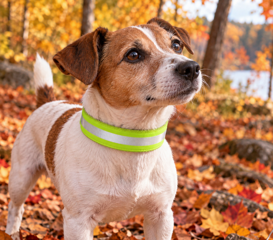 CLEARANCE - Visibility Dog Collar - Reflective Fleece - Lime Green - Handmade in USA