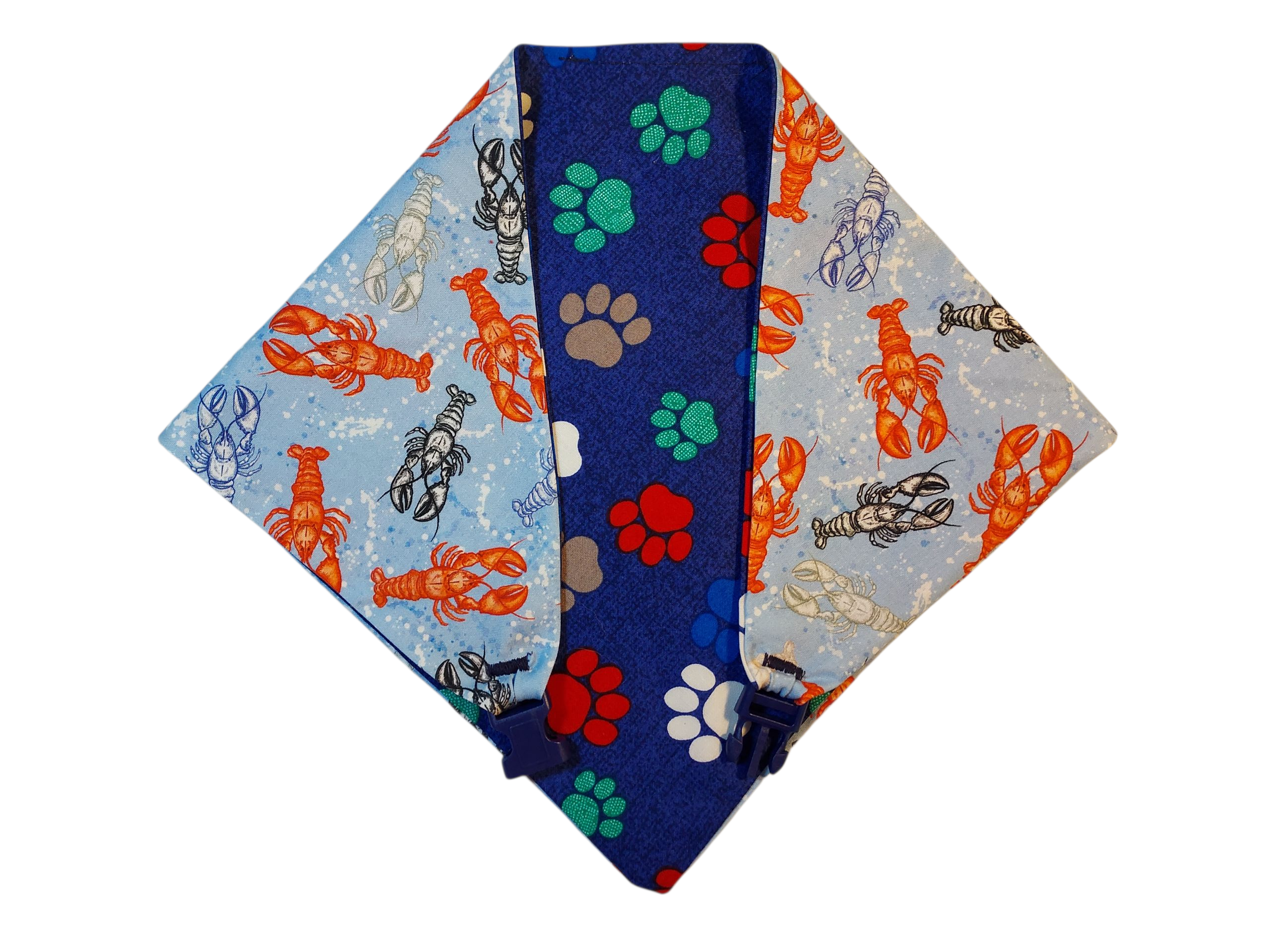 Reversible Dog Bandana - Multi Lobster / Blue