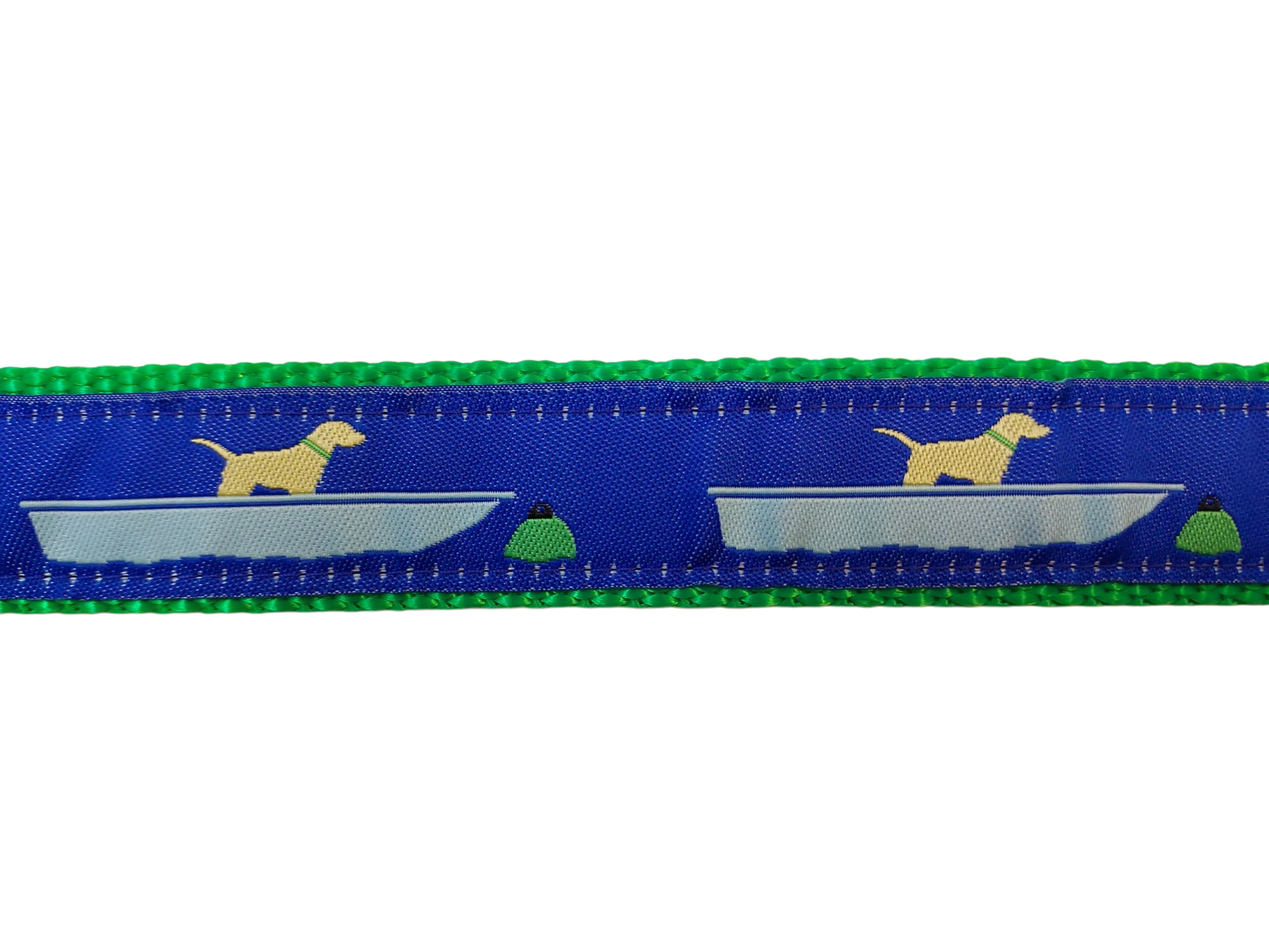 1” Ribbon Dog Collar – Yellow Dog in Skiff