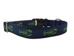 Ribbon Dog Collar – Lobster,  Green on Navy Blue Thumbnail