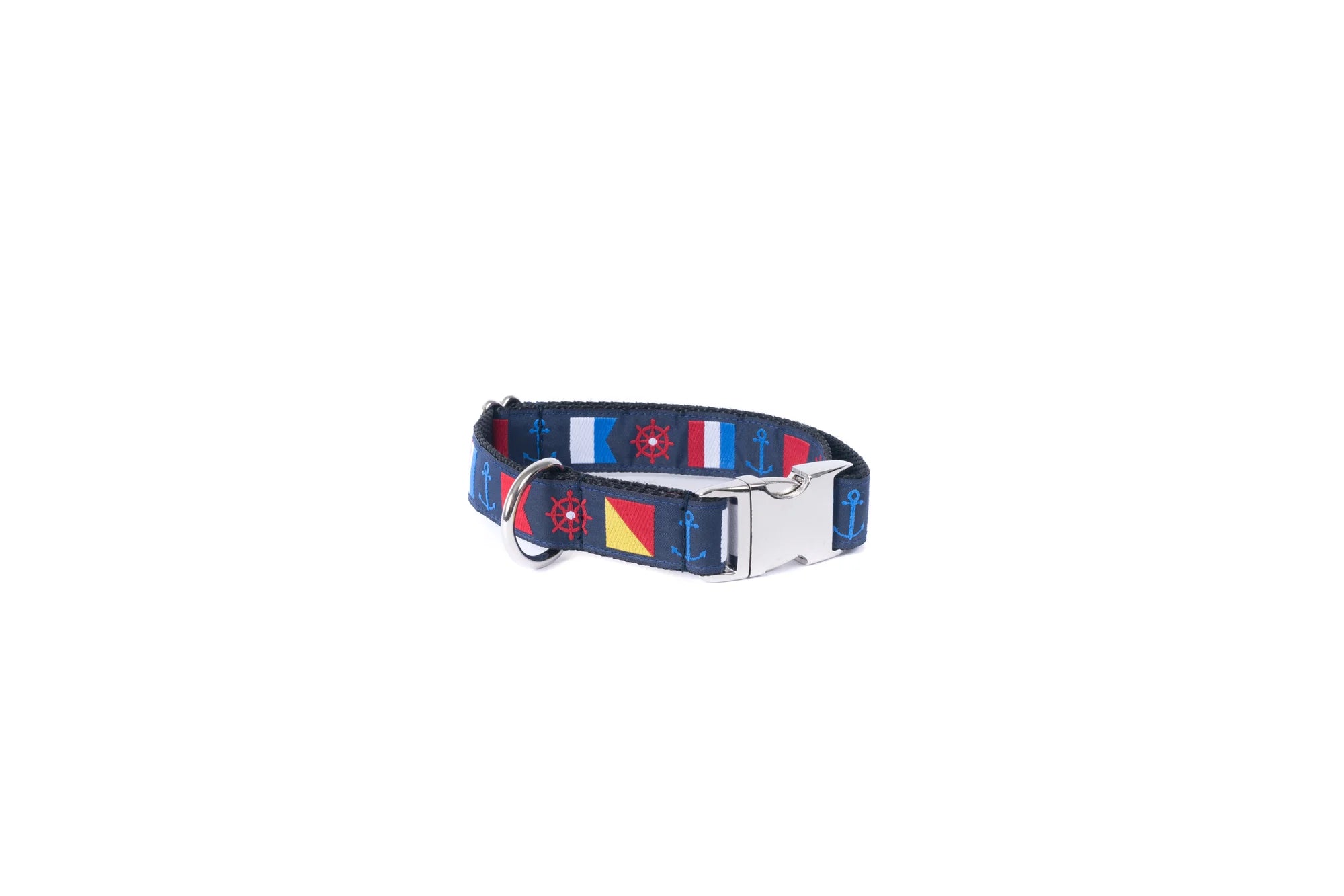 5/8” Ribbon Dog Collar – Nautical Flags