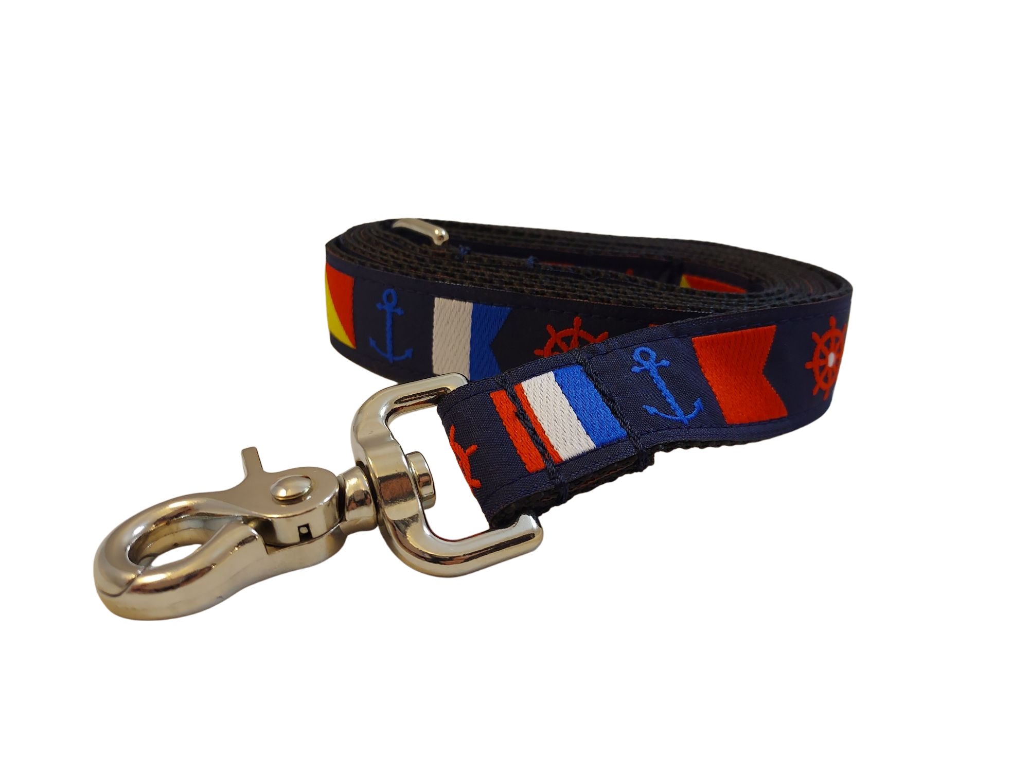 1” x 5ft  Ribbon Dog Leash – Nautical Flags