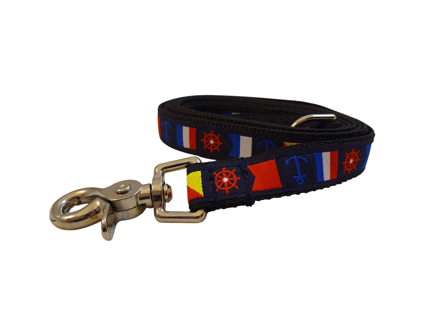 3/4” x 5ft Ribbon Dog Leash – Nautical Flags
