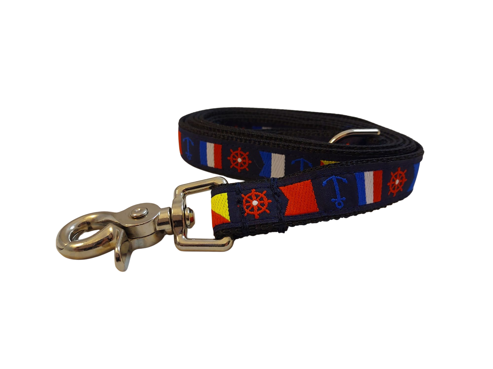 3/4” x 5ft Ribbon Dog Leash – Nautical Flags