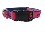 Ribbon Dog Collar – Navy Lobster on Pink w/ Navy Nylon Thumbnail