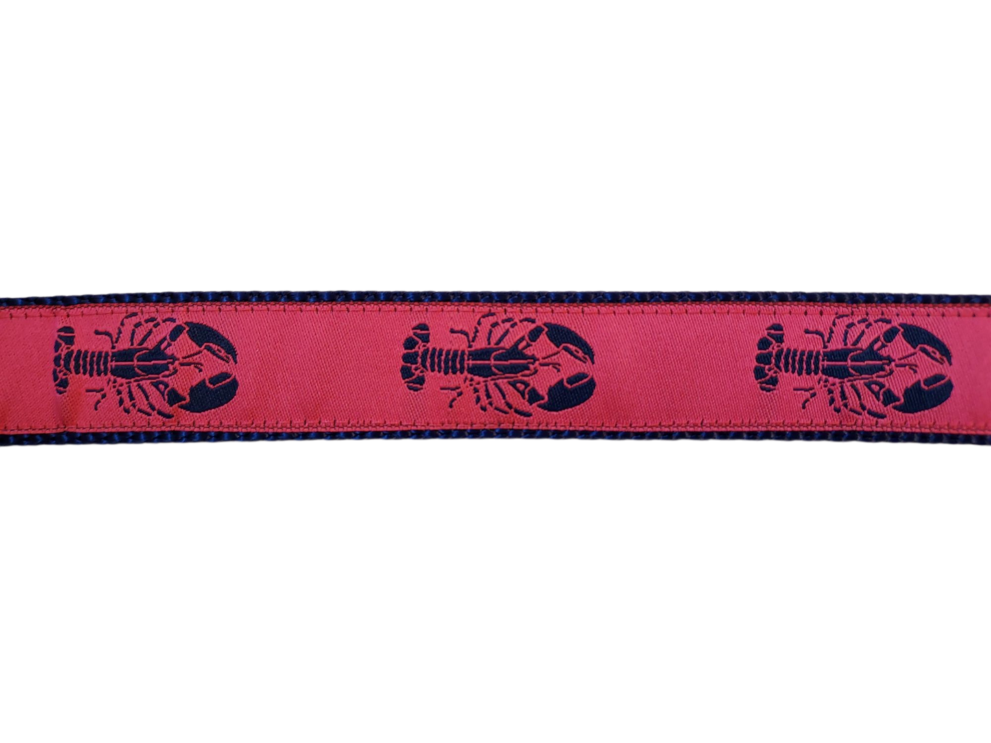 Ribbon Dog Collar – Navy Lobster on Pink w/ Navy Nylon