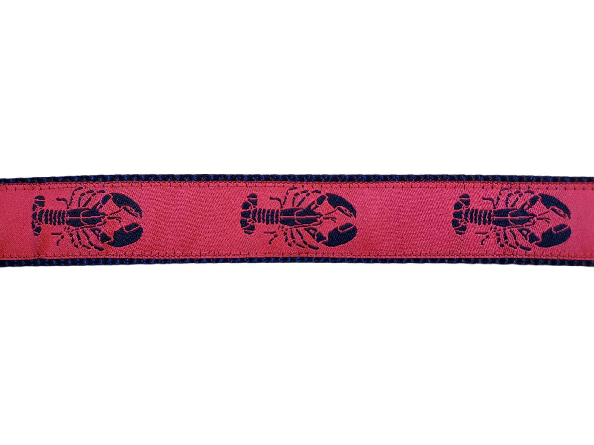 Ribbon Dog Collar – Navy Lobster on Pink w/ Navy Nylon