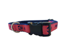 Ribbon Dog Collar – Navy Lobster on Pink w/ Navy Nylon Thumbnail