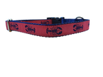 Ribbon Dog Collar – Navy Lobster on Pink w/ Navy Nylon Thumbnail