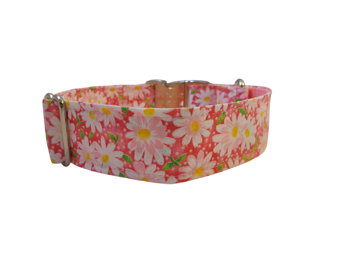 1.5” Ribbon Dog Collar – Daisy, Pink