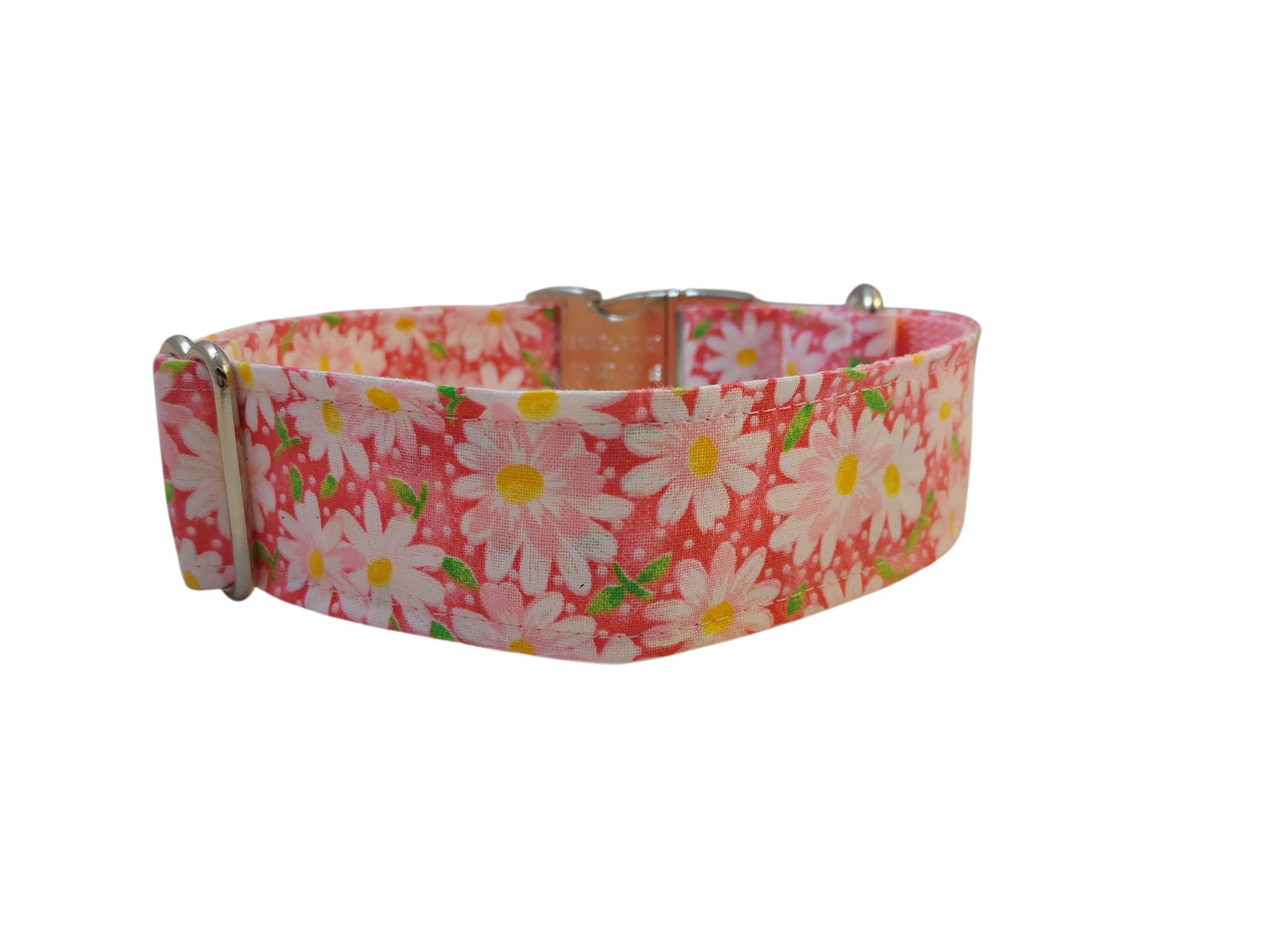 1.5” Ribbon Dog Collar – Daisy, Pink
