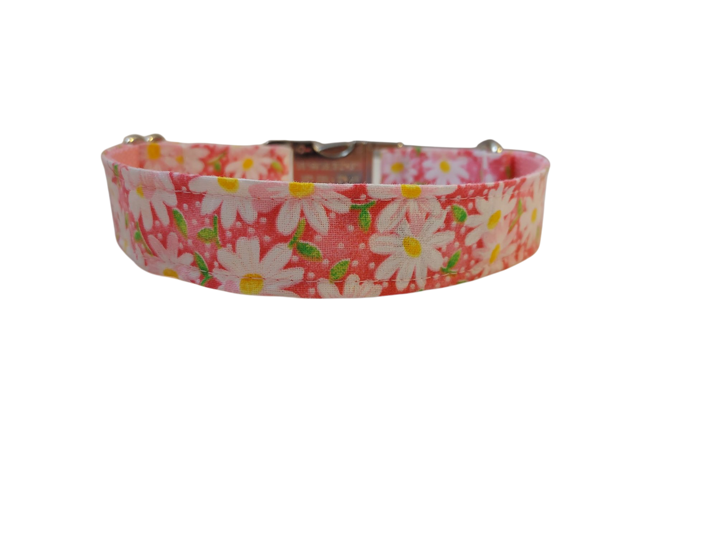 1” Ribbon Dog Collar – Daisy, Pink