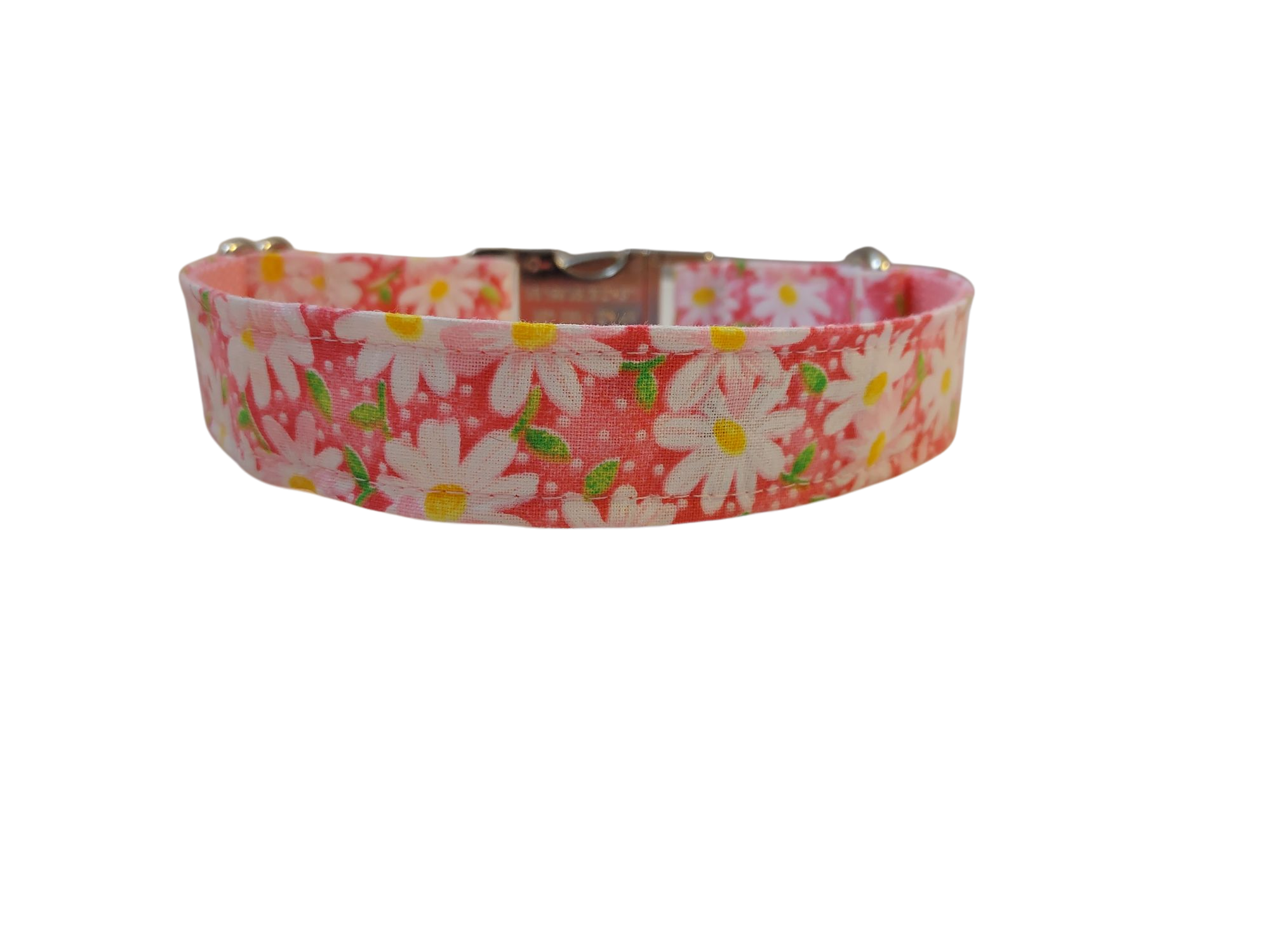 1” Ribbon Dog Collar – Daisy, Pink