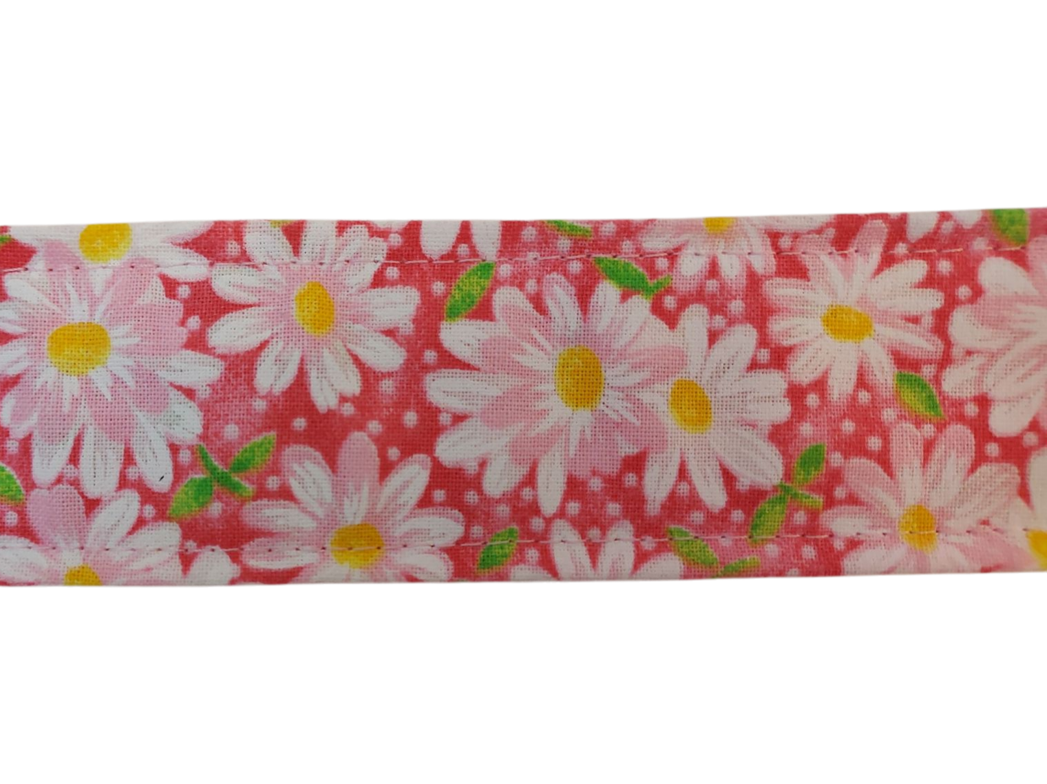 1” x 5ft  Ribbon Dog Leash – Daisies, Pink