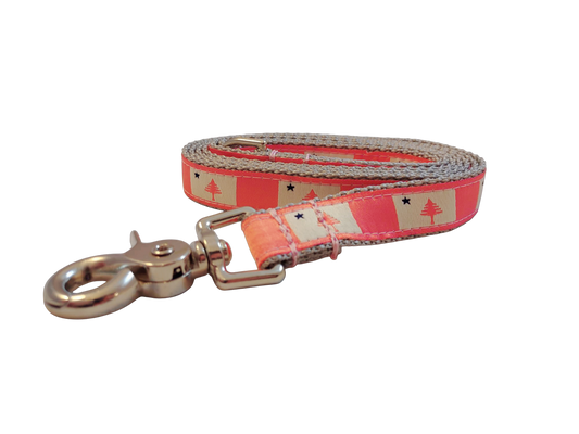 3/4” x 5ft Ribbon Dog Leash – 1820/1901 Maine Flag, Pink