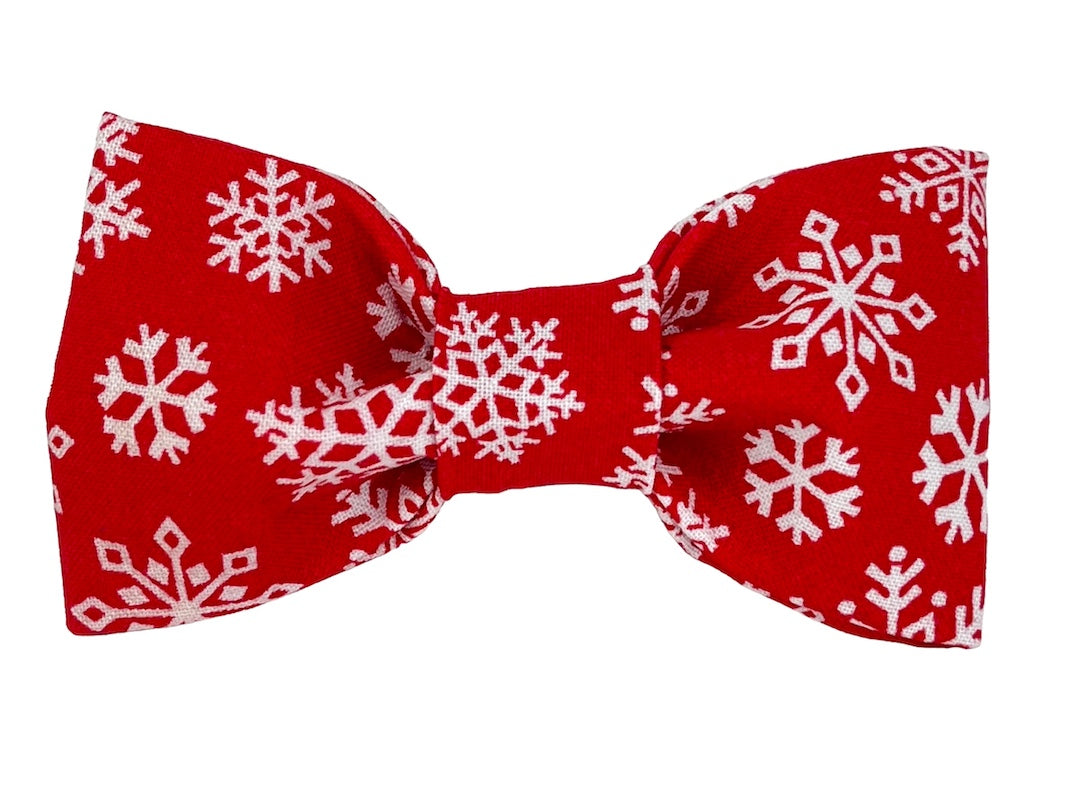 Dog Bow Tie - Red Snowflakes