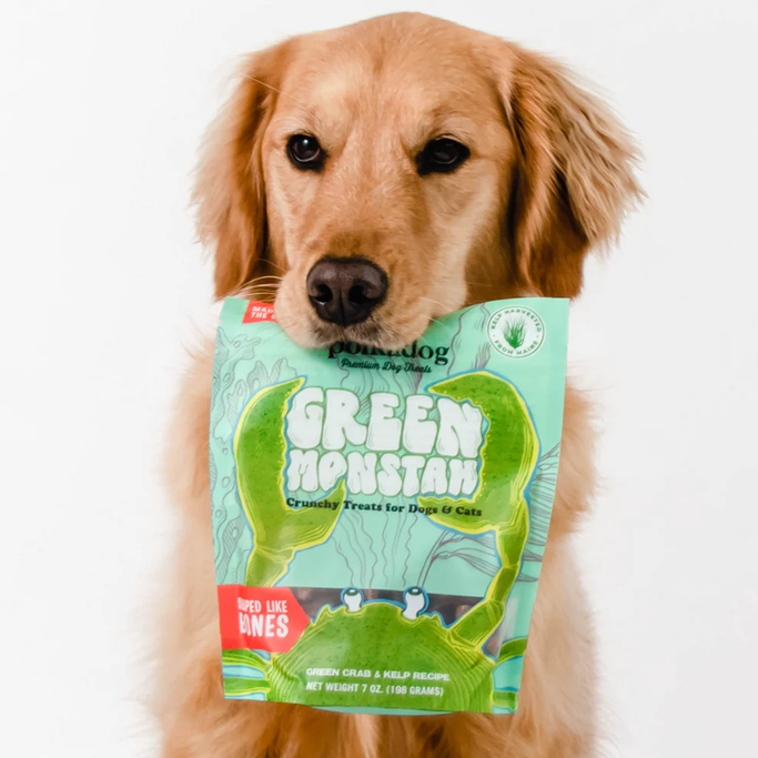 Polka Dog - Limited-Ingredient Dog Treats - Green Crab - Monstah Bones - 7oz