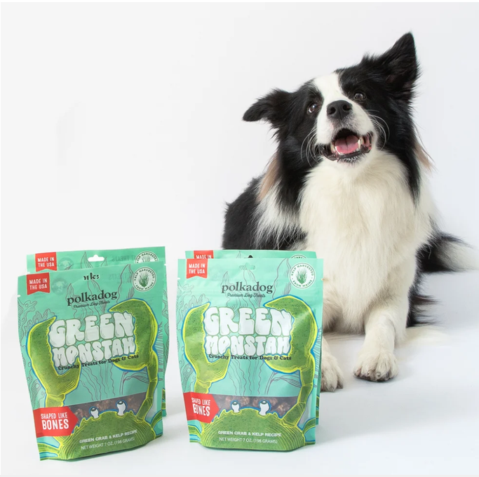 Polka Dog - Limited-Ingredient Dog Treats - Green Crab - Monstah Bones - 7oz