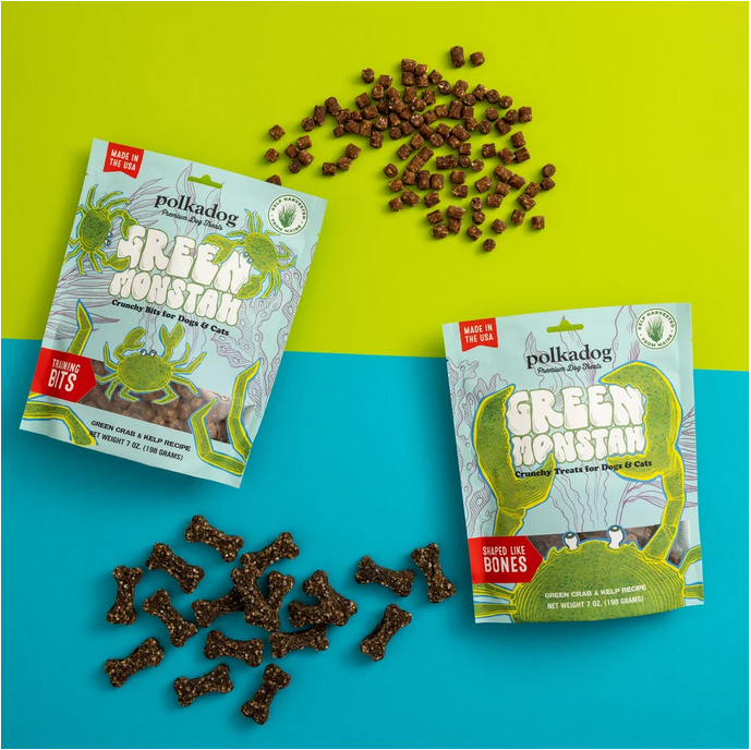 Polka Dog - Limited-Ingredient Dog Treats - Green Crab - Monstah Bones - 7oz