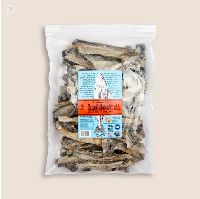 Polka Dog - Dog Treats - Single-Ingredient - Haddock Skins - 1lb - Made in USA
