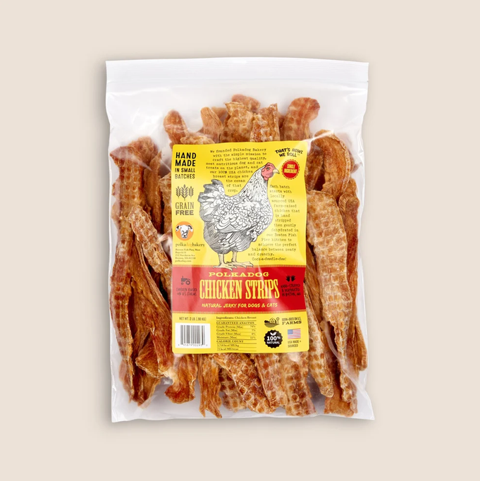 Polka Dog - Dog Treats - Single-Ingredient - Chicken Strips - 2lb - Made in USA