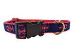 Ribbon Dog Collar – Lobster,  Pink on Navy Blue w/ Pink Nylon Thumbnail