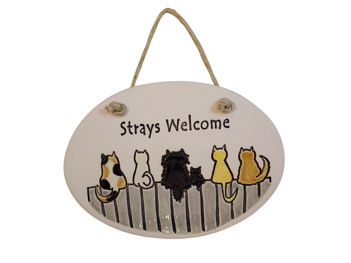 Ceramic Plaque - Strays Welcome