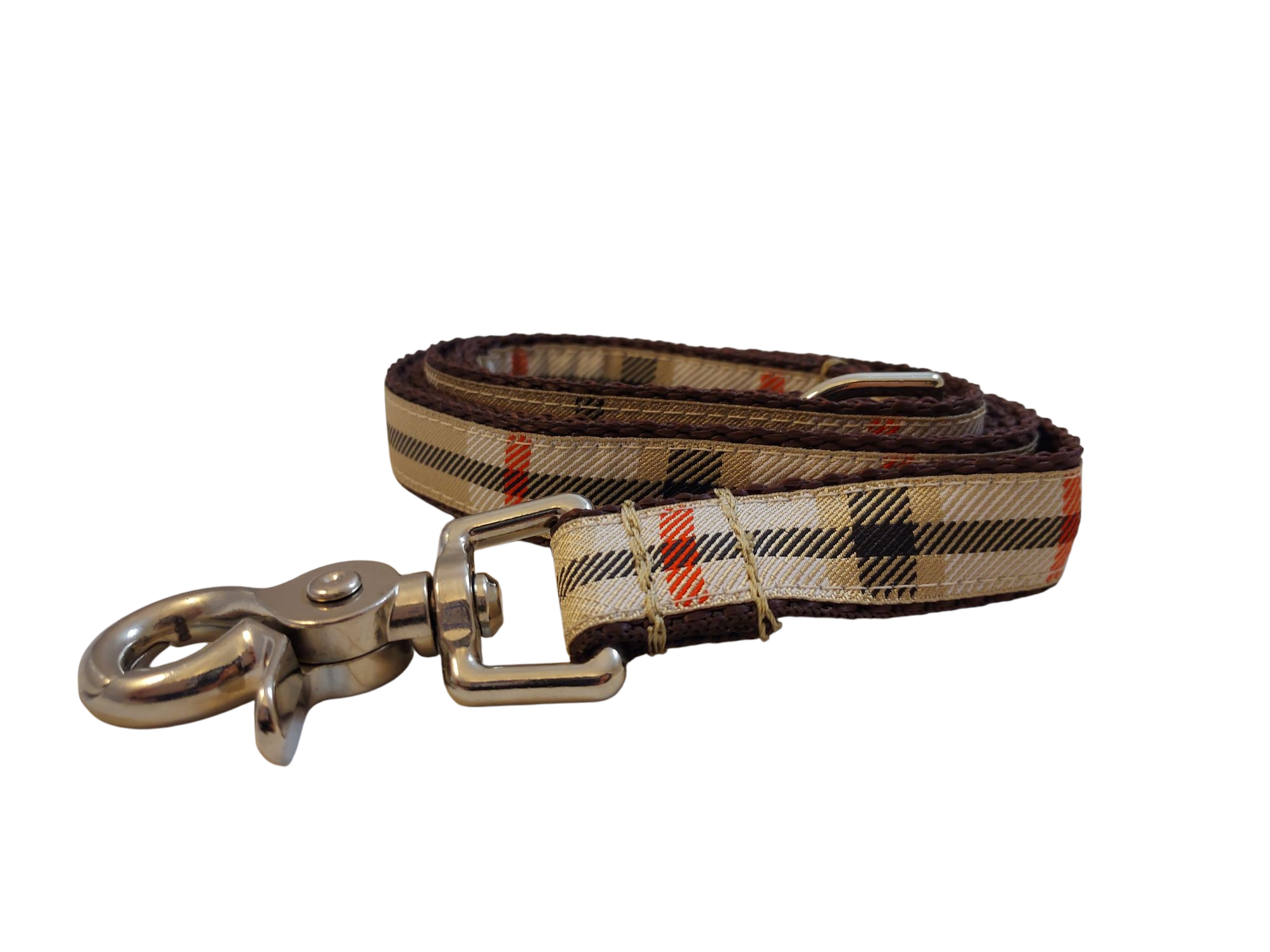 3/4” x 5ft Ribbon Dog Leash – Windsor Plaid