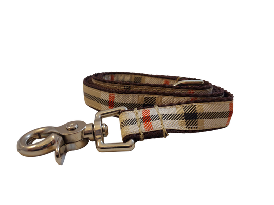 3/4” x 5ft Ribbon Dog Leash – Windsor Plaid