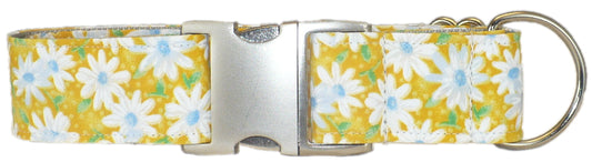 1.5” Ribbon Dog Collar – Daisy, Yellow