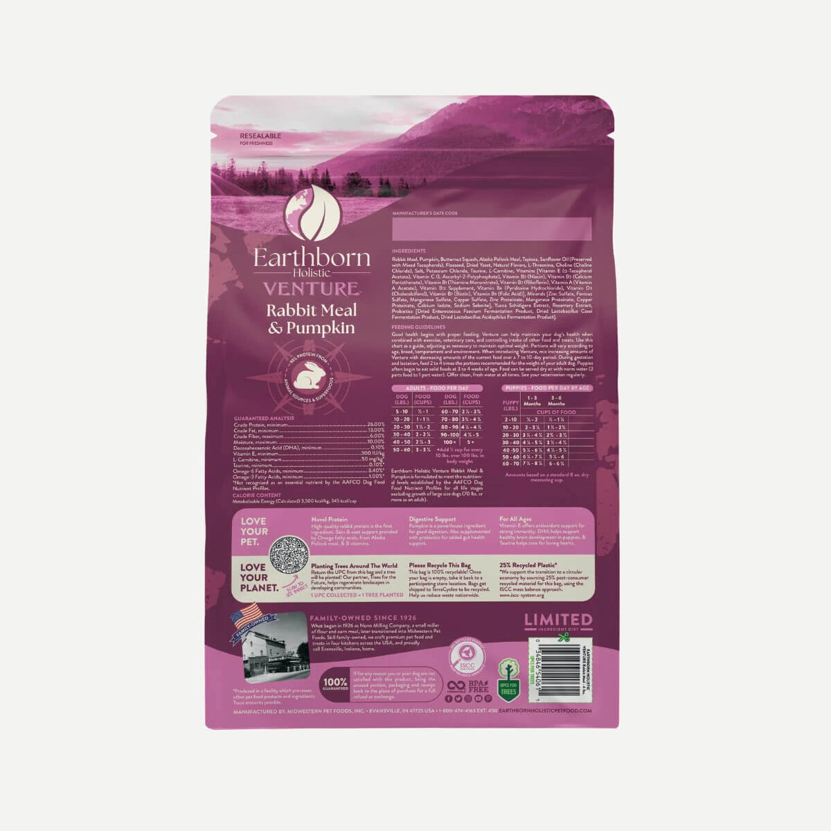 Earthborn Dry Dog Food - Rabbit and Pumpkin - 25lb