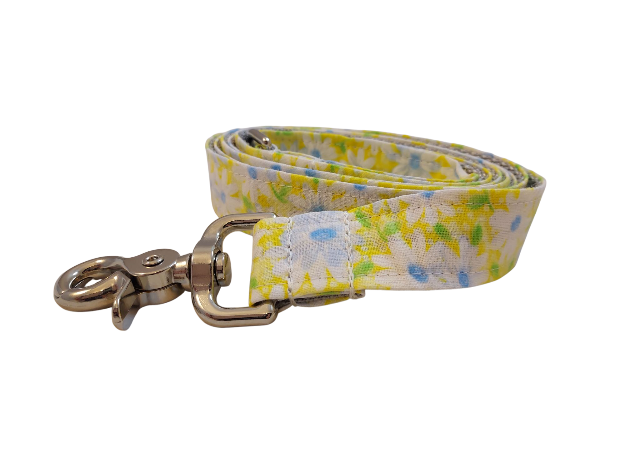1” x 5ft  Ribbon Dog Leash – Daisies, Yellow