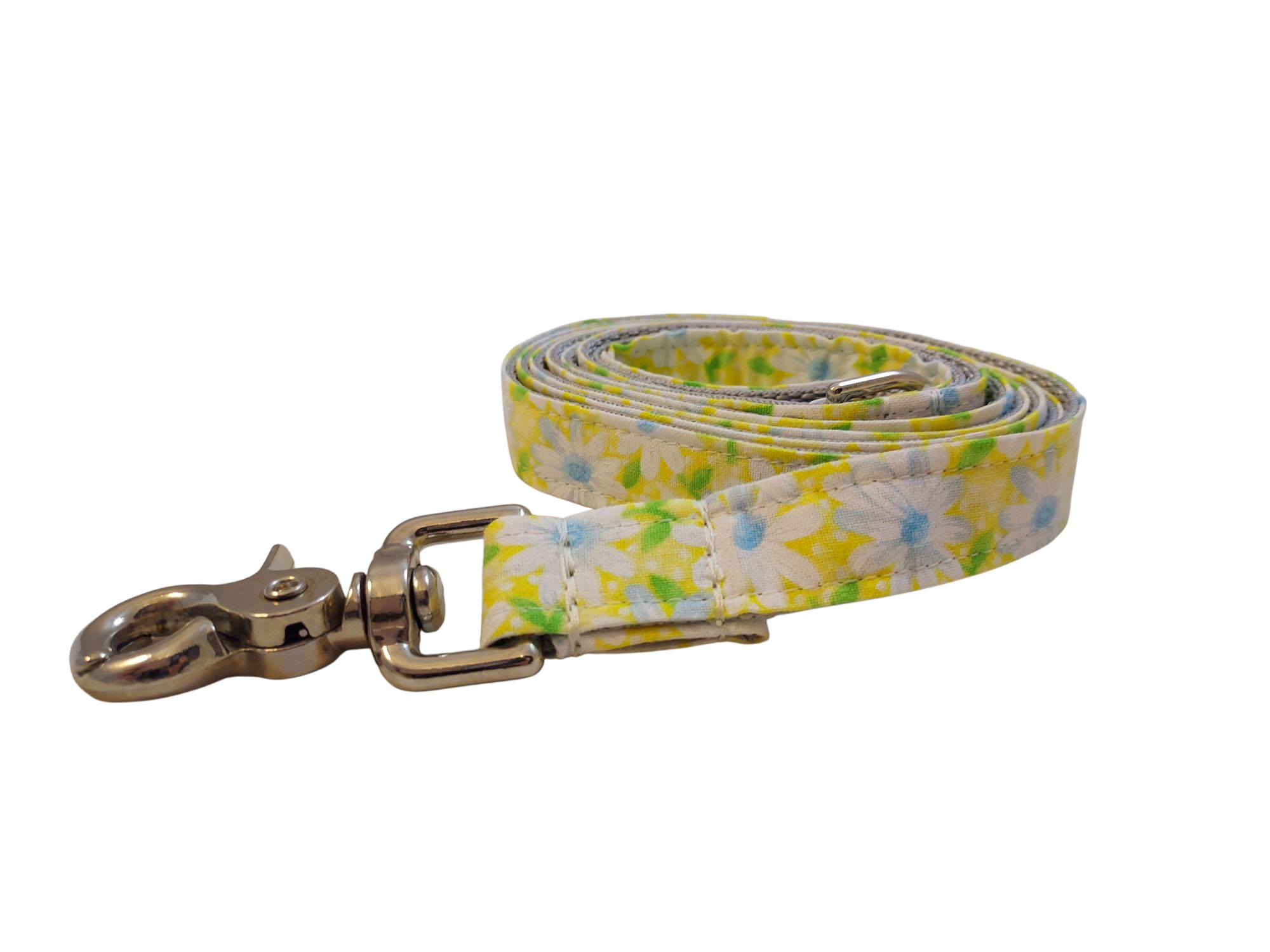 3/4” x 5ft Ribbon Dog Leash – Daisies, Yellow