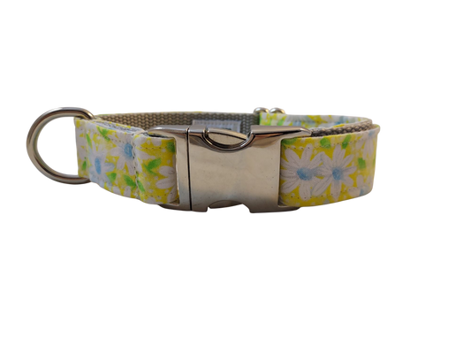 1” Ribbon Dog Collar – Daisy, Yellow