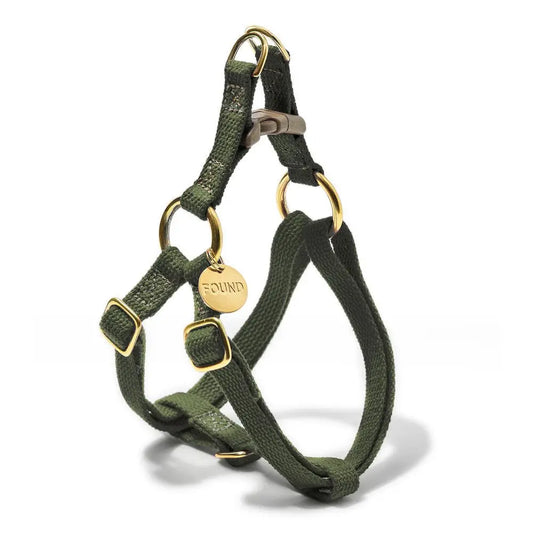 Cotton Dog Harness - Handmade - Adjustible - Olive Green - Made in USA