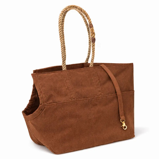 Waxed Canvas Small Dog Carrier - Handmade in USA - Cinnamon
