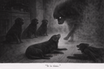 Illustration of dogs paying respect to Max as The Great Black Dog of Death comes to claim him Thumbnail