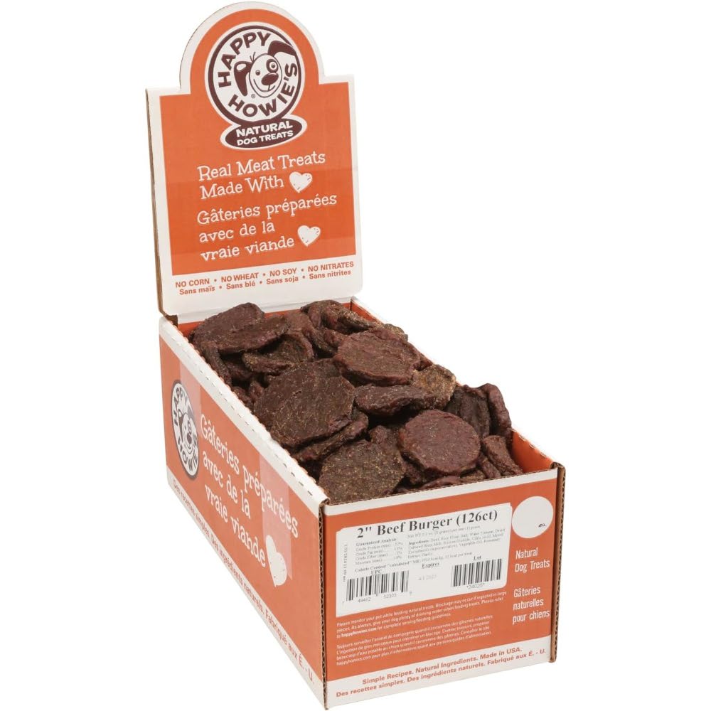 Happy Howie's - Dog Treats - Beef Burgers - 2 Sizes - Bulk - Made in USA
