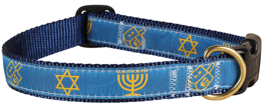 1” Ribbon Dog Collar – Hanukkah
