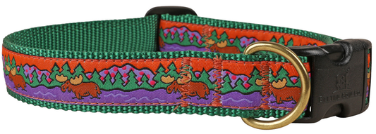 1” Ribbon Dog Collar – Moose on Green