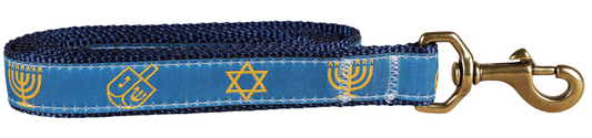 1” x 6ft Ribbon Dog Leash – Hanukkah