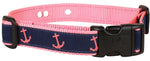 1” Underground Fence Dog Collar - Pink Anchor on Navy Blue Thumbnail