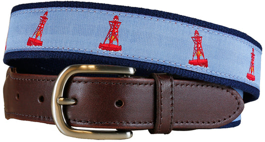 Leather Tab and Ribbon Belt - Bell Buoy