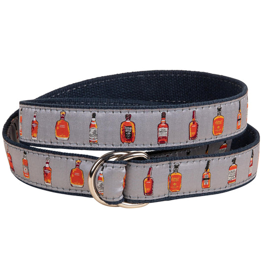 Leather Tab and Ribbon Belt - Bourbon & Whiskey