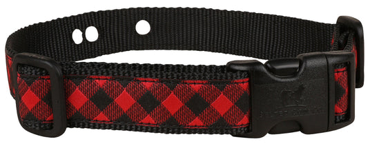 1” Underground Fence Dog Collar - Buffalo Plaid, Red
